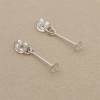 925 Sterling Silver Earring Nuts For Half Drilled Beads Size 17mm  Tray 4mm  Pin 0.7mm  6pcs/Pack