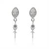 925 Sterling Silver Dangle Earring Findings con CZ per perline semi-forate Dimensioni 25x5mm Pin 0.7mmTray 3.5mm 4pcs/pack
