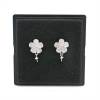 CZ 925 Sterling Silver Dangle Earring Findings, for Half-drilled Beads, Flower, Size 19x11mm, Pin 0.5mm, Tray 3.2mm, 2pcs/pack