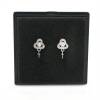 CZ 925 Sterling Silver Dangle Earring Findings, for Half-drilled Beads, Size 15x9mm, Pin 0.4mm, Tray 3.3mm, 4pcs/pack