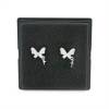 CZ 925 Sterling Silver Stud Earring Findings, for Half-drilled Beads, Butterfly, Size 19x11mm, Pin 0.5mm, Tray 3.6mm, 2pcs/pack