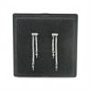 925 Sterling Silver CZ Dangle Earring Setting For Half Drilled Beads 1x35mm Pin 0.7mm Tray 3mm Platinum Plated 2pcs/Pack
