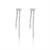 925 Sterling Silver CZ Dangle Earring Setting For Half Drilled Beads 1x35mm Pin 0.7mm Tray 3mm Platinum Plated 2pcs/Pack