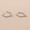 925 Sterling Silver CZ Leverback Earring Setting For Half-drilled Beads Size 24x14mm Pin 0.6mm Tray 3.2mm 2pcs/Pack