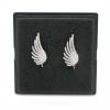 925 Sterling Silver CZ Wing  Stud Earring Setting  For Half-drilled Beads Size 25x11mm Pin 0.6mm Tray 3.3mm 2pcs/Pack