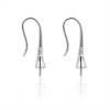 925 Sterling Silver Earrings  Hook For Half Drilled Beads 9x21mm Pin 0.6mm Tray 4mm Platinum Plated 2pcs/Pack