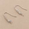 925 Sterling Silver Hook Earring Setting For Half Drilled Beads 9x20mm Pin 0.5mm Tray 3mm Platinum Plated 2pcs/Pack