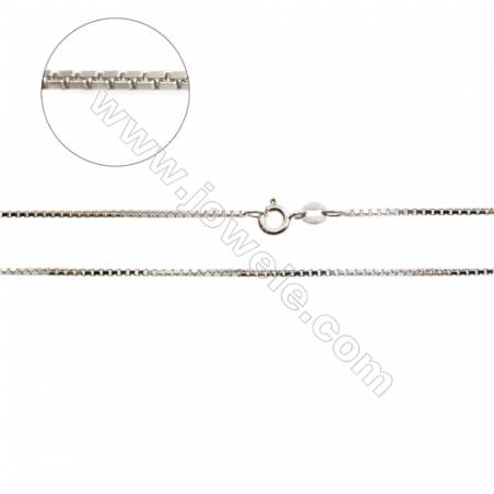 925 Sterling Silver Box Chain x 1Piece  Size 1.2x1.3mm  Length: 16"（white gold plating）