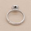 925 sterling silver Adjustable finger ring settings diameter 17mm  pin 0.8mm tray 8mm for half drilled beads platinum plated