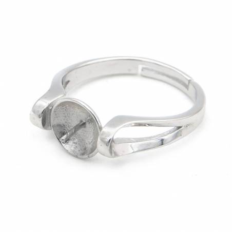 Componente del anillo de dedo de plata 925 Ajustable (Chapado en platino) Diámetro16mm Bandeja8mm Aguja0.6mm 1unidad