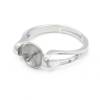 925 Sterling Silber platinierter einstellbarer Ring  kann mit halb gebohrten Perlen-J3S10  Durchmesser 16mm   x 1 Stck