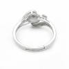 925 Sterling Silver Ring Setting  With CZ Diameter17mm Adjustable Tray 6mm Pin 0.7mm For Half Drilled Beads Platinum Plated
