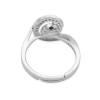 925 Sterling Silver Adjustable Ring Setting With CZ  Diameter 16mm Pin 0.7mm Tray 6mm For Half Drilled Beads Platinum Plated