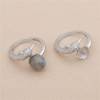 925 Sterling Silber platinierter einstellbarer Ring mit Zirkon  kann mit halb gebohrten Perlen-F3S6  Durchmesser 16mm  x 1 Stck