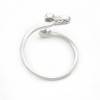 925 Sterling Silber platinierter einstellbarer Ring mit Zirkon  kann mit halb gebohrten Perlen-F3S7  Durchmesser 17mm  x 1 Stck