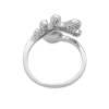 925 Sterling Silver Adjustable Ring Setting With CZ Diameter 17mm Tray 7mm Pin 0.8mm For Half Drilled BeadsPlatinum Plated