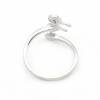 925 Sterling Silber platinierter einstellbarer Ring mit Zirkon  kann mit halb gebohrten Perlen-F3S12  Durchmesser 17mm  x 1 Stck