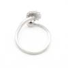925 Sterling Silber platinierter einstellbarer Ring mit Zirkon  kann mit halb gebohrten Perlen-F3S1  Durchmesser 18mm  x 1 Stck