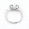 925 Sterling Silver Adjustable Ring Setting  Diameter 17mm Tray 6mm Pin 0.7mm For Half Drilled Beads Platinum Plated