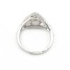 925 Sterling Silber platinierter einstellbarer Ring mit Zirkon  kann mit halb gebohrten Perlen-A3S2  Durchmesser 17mm  x 1 Stck