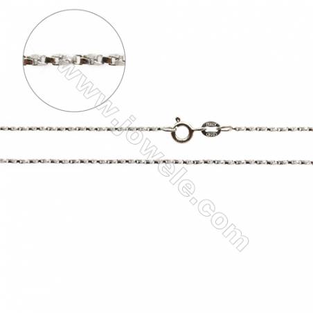 925 Sterling Silver Twisted Box Chain x 1Piece   Length: 16"  thick 0.8mm（white gold plating）