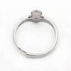 925 Sterling Silber platinierter einstellbarer Ring mit Zirkon  kann mit halb gebohrten Perlen-J3S12  Durchmesser 17mm  x 1 Stck