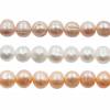 Perles culturelles perles d'eau douce blanche pêche ou lavande sur fil  Taille 10~11mm  trou 0.7mm x1fil 15~16"