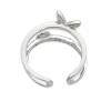 925 Sterling Silver Adjustable Ring Setting With CZ Diameter 16mm Tray 5mm Pin 0.7mm For Half Drilled Beads Platinum Plated