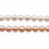 Perles culturelles perles d'eau douce pêche ou blanche ronde sur fil  Taille 7~8mm  trou 0.7mm x1fil 15~16"