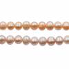 Perles culturelles perles d'eau douce pêche ou lavande sur fil  Taille 7~8mm  trou 0.7mm x1fil 15~16"