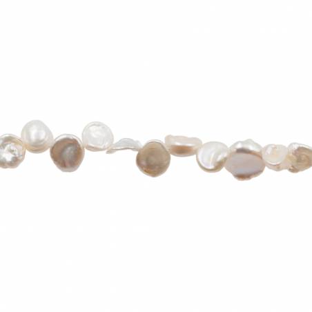 Perlas de agua dulce cultivada natural Tamaño10~14x9~12mm Agujero0.6mm Longitud 39-40cm/tira