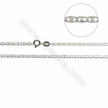 925 Sterling Silver Mirro Tile Chain x 1Piece  Size 2.5x5mm  Length: 16"（white gold plating）