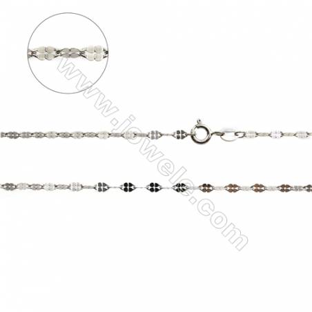 925 Sterling Silver Flat Link Chain x 1Piece    Size 0.5x2.5mm  Length: 18" （white gold plating）