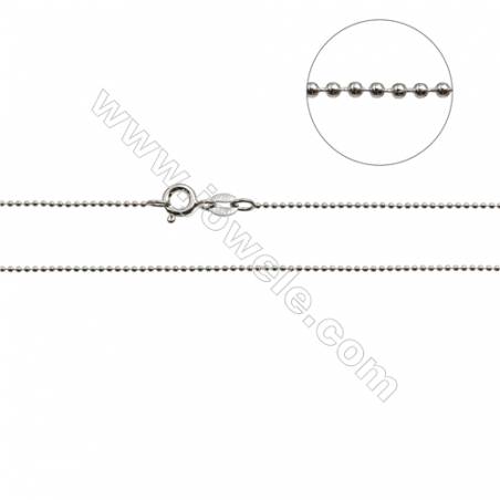 925 Sterling Silver Beads Chain x 1Piece   Diameter 1mm  Length: 16" （white gold plating）