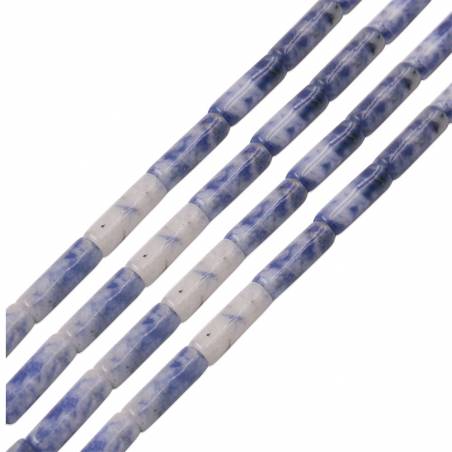 Perles de Jaspe Naturel à Tache Bleue Rangée Taille Cylindre 4x13mm Trou 1.2mm Environ 28 Perles/Rangée