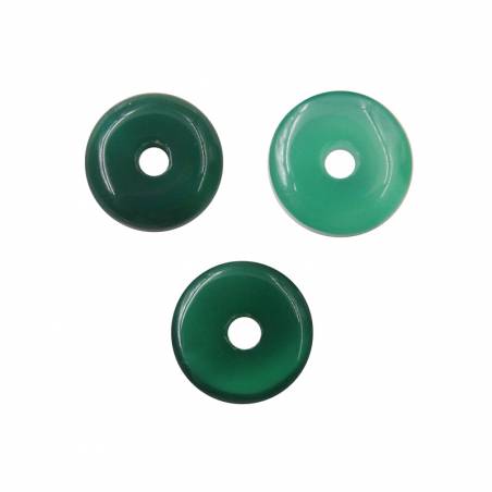 Perles Agate vert en donut  14-15mm trou 3mm x1pc