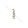 925 Sterling Silver Snake Pinch Bail  Rhodium Plated 5x17mm  Pin 0.7mm  Cubic Zirconia Micro Pave