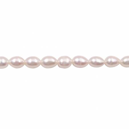 Perles de culture naturelles perles d'eau douce ovale blanche sur fil  5~6x7~8mm  trou 0.8mm  Environ 45perles 15~16"