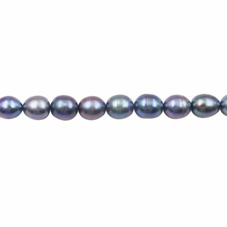 Perles de culture naturelles  perles d'eau douce ovale  noire sur fil  9~10x11~12mm  trou 0.8mm x1 fil 15~16"