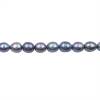 Natürliche schwarze ovale Perlenkette Durchmesser des Loch 0.8mm  9~10x11~12mm x 1 Strang 15~16"