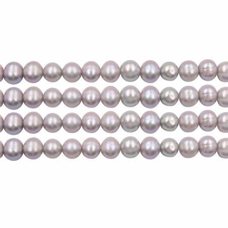 Perles de culture naturelles  perles d'eau douce ronde  grise sur fil  9~10mm  trou 0.8mm x1 fil 15~16"