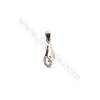 925 Sterling Silver Pinch Bail  Rhodium Plated  5X15mm  Pin 0.73mm  Cubic Zirconia Micro Pave