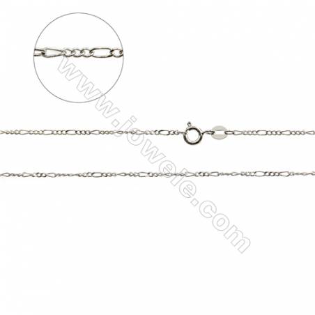 子母鏈形項鏈 925銀鍍白金 子鏈 1.5x3.5毫米 母鏈 1.5x3毫米 項鏈長度 16" x1條