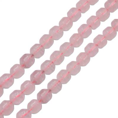 Бусины розового кварца призматические 9x10 мм 39-40 см/штанга