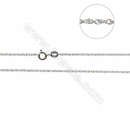 925 Sterling Silver Loose Double Rolo Chain x 1Piece   Thick 1.2mm  Length: 16"（white gold plating）