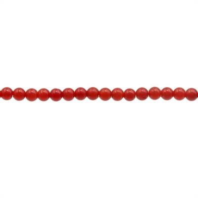 filo di perle di corallo rosso da 3 mm, rotonde, foro 0,7 mm, circa 133 perle/filo, 15~16"