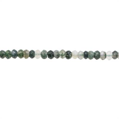 filo di perline di agata muschiata naturale 3x4mm, abaco sfaccettato, foro 0,8mm, circa 140 perline/filo, 15~16"