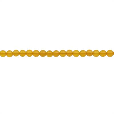 Miçangas de ágata amarela  redondas. Diâmetro: 3mm. Orificio: 0.7mm. 129pçs/fio. 15~16"