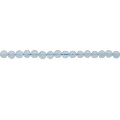 filo di perle di acquamarina naturale da 3 mm, rotondo, foro 0,7 mm, circa 133 perle/filo, 15~16"