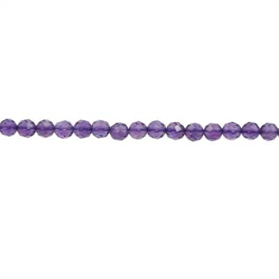 Natural Amethyst Beads Strand Faceted Round Diameter 3mm Hole 0.6mm About 119 Beads/Strand 15~16"